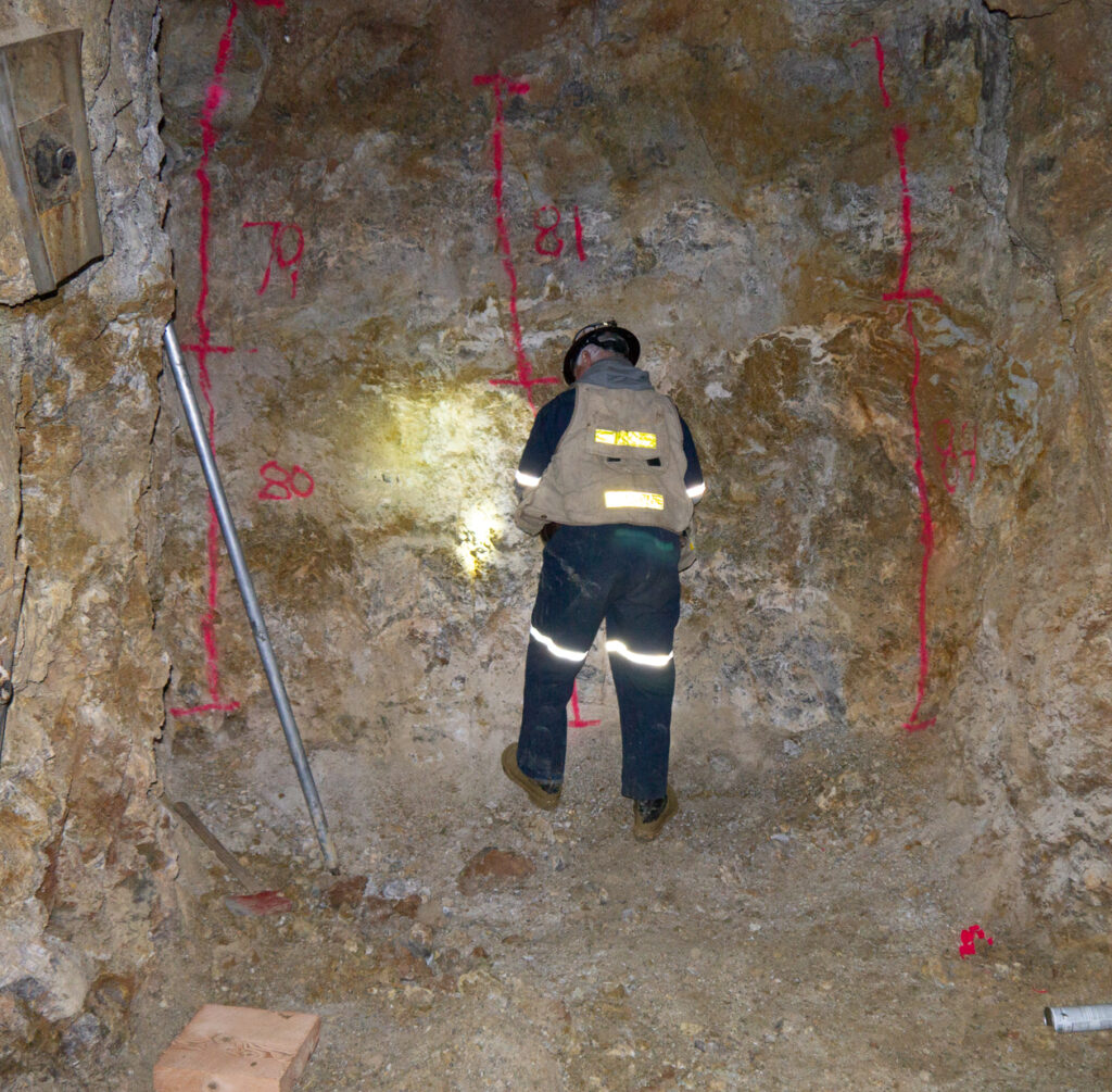 Geologist inside Montana Gold Mine